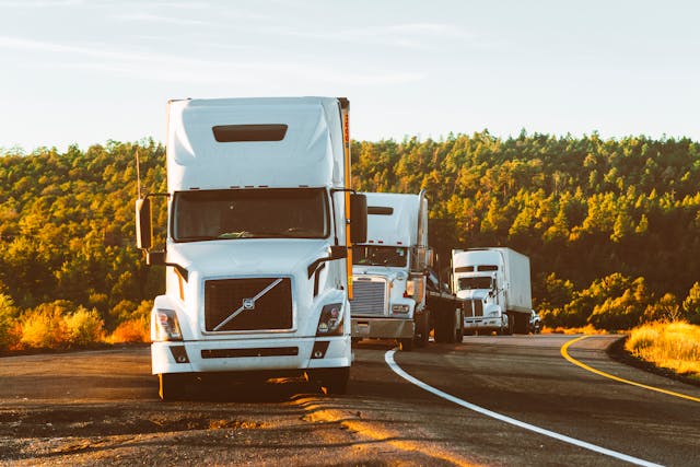 convoy of large trucks