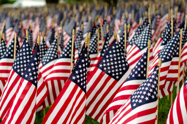 american flags field
